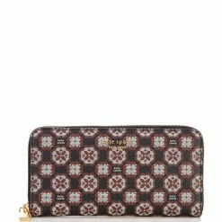 Flash Sale π Kate Spade New York Spade Flower Monogram Canvas Zip Around Continental Wallet Natural Multi π