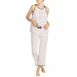 Promo π Kate Spade New York Dot Print Jersey Cropped Coordinating Pajama Set Pink/black π