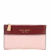 Best Sale 😉 Kate Spade New York Morgan Colorblock Slim Leather Bifold Wallet 🐶 Dogwood Pink Multi 🔥